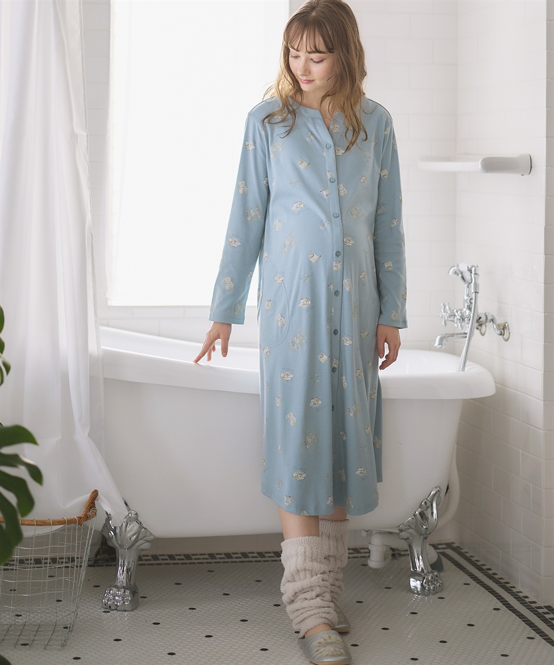 Rosemadame スムース素材ティータイムモチーフネグリジェ・パジャマ(産前・産後対応 マタニティ＆授乳服 ルームウェア)_variation_2