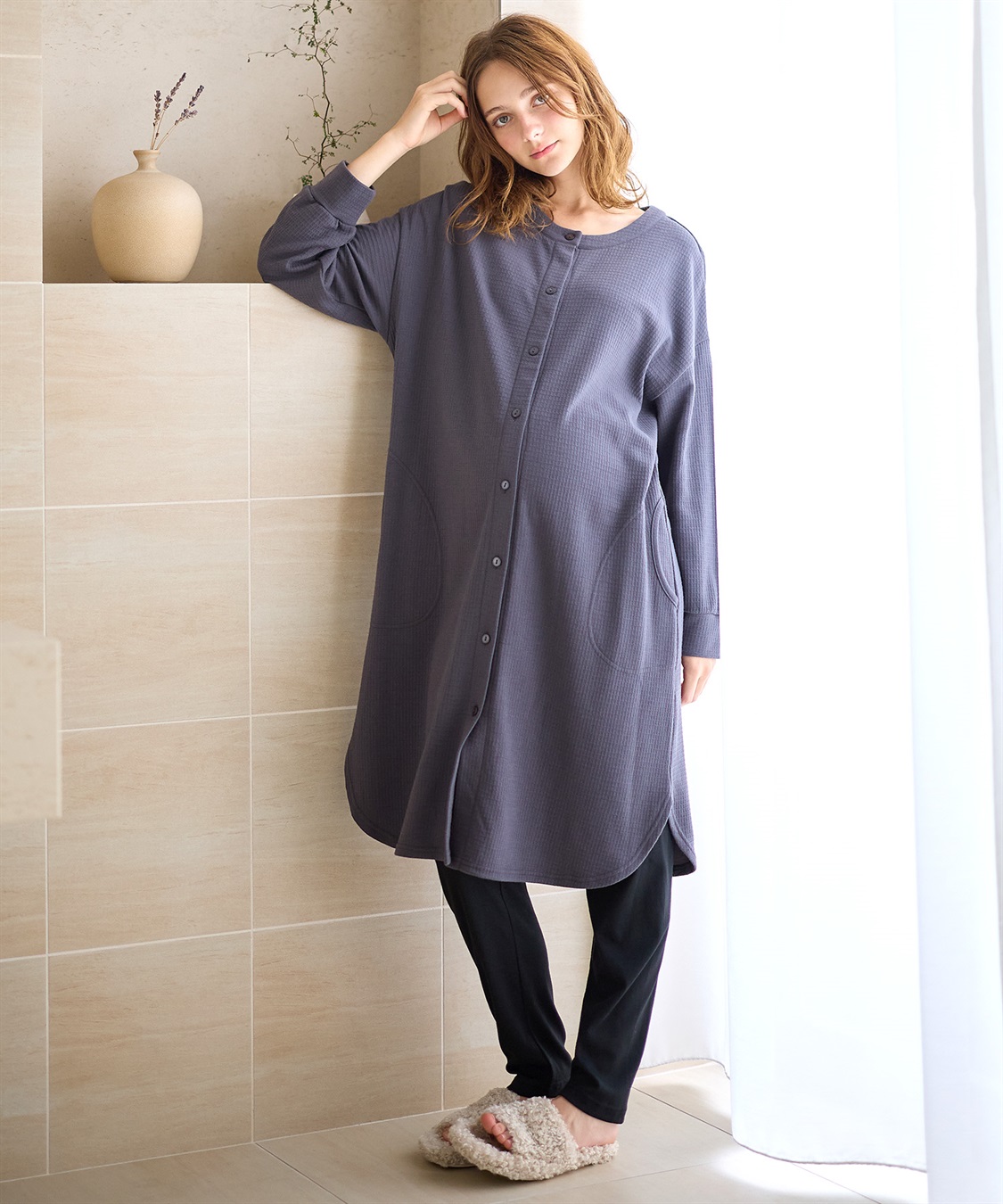 Rosemadame ワッフルフェイス裏起毛×スムースパジャマ_variation_1