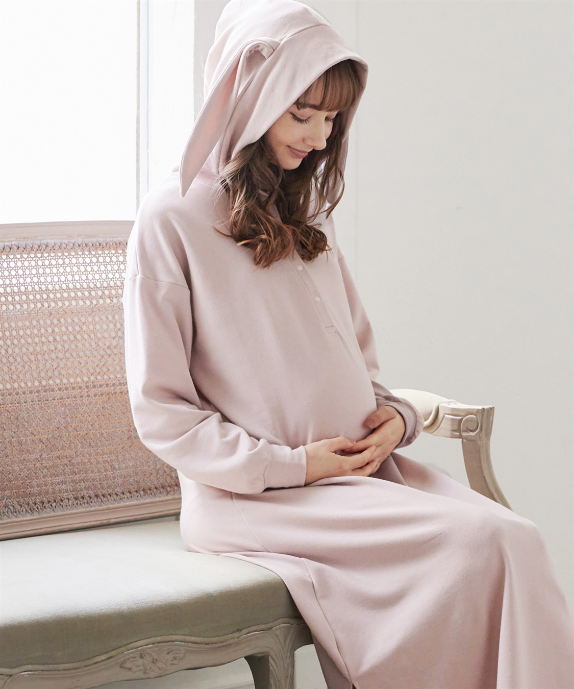 Rosemadame アニマルフード ストレッチルームワンピース/パジャマ(産前・産後対応 マタニティ＆授乳服 ルームウェア)_variation_2