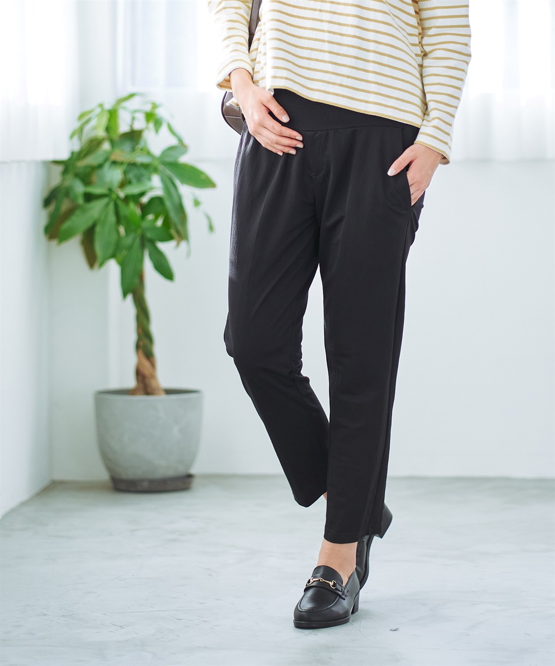 Rosemadame 接触冷感テーパードパンツ（マタニティ/授乳服）授乳楽々 妊婦服 産前・産後対応_variation_1