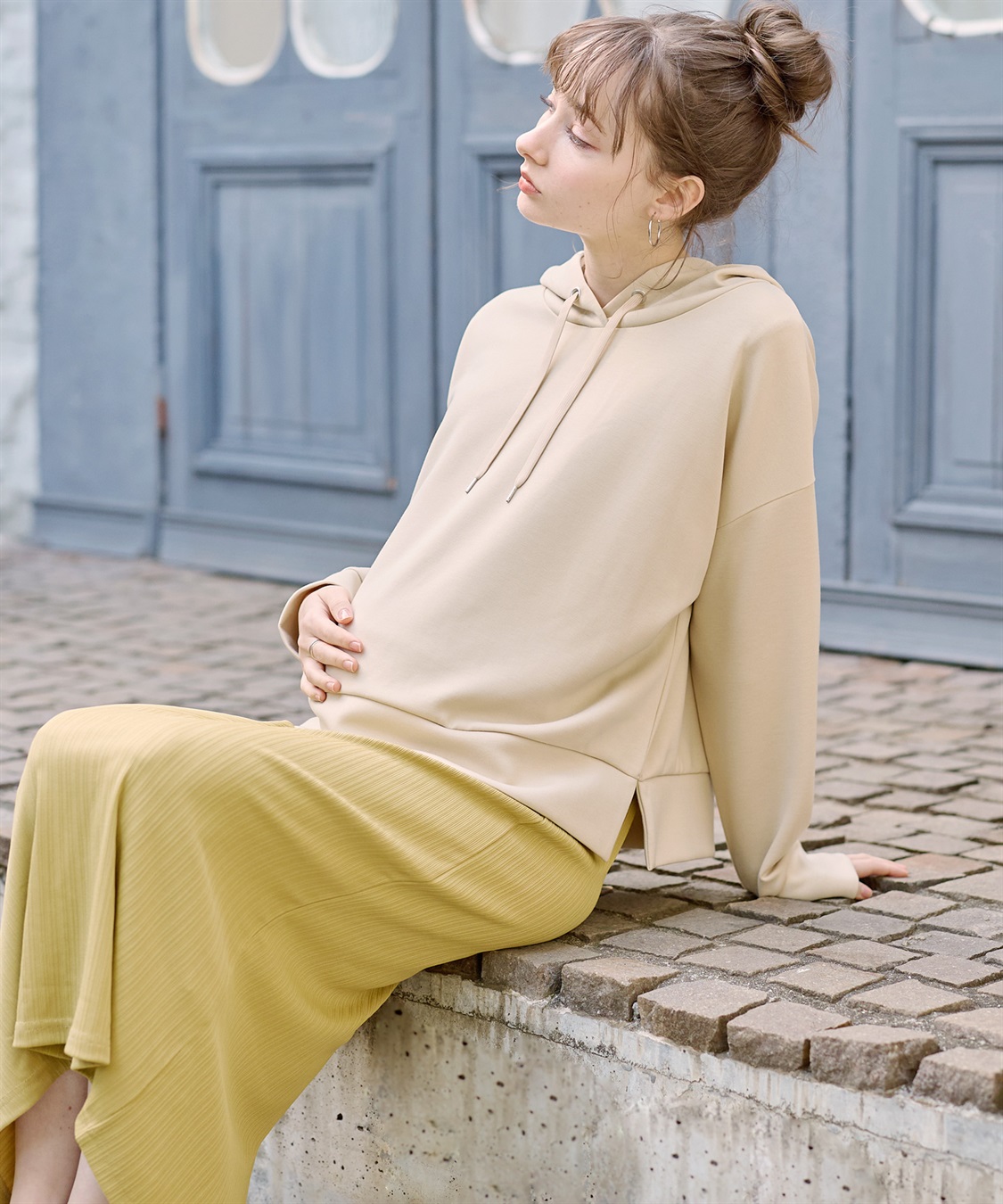 Rosemadame ダンボールトップス＆スカートワンピース（マタニティ/授乳服） 授乳口付き 授乳楽々 妊婦服 産前・産後対応_variation_1