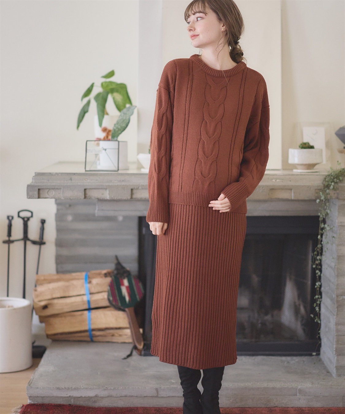 Rosemadame ニットセットアップ風授乳らくらくマタニティワンピース（マタニティ/授乳服）授乳口付き 授乳楽々 妊婦服 産前・産後対応_variation_2