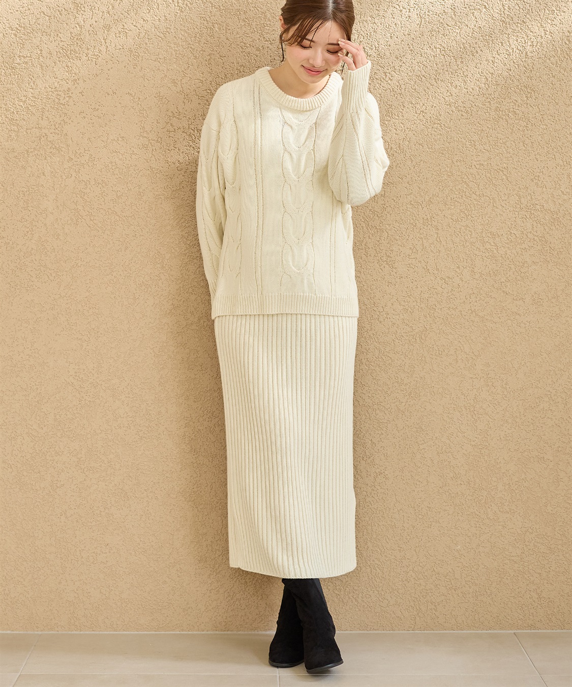 Rosemadame ニットセットアップ風授乳らくらくマタニティワンピース（マタニティ/授乳服）授乳口付き 授乳楽々 妊婦服 産前・産後対応_variation_1