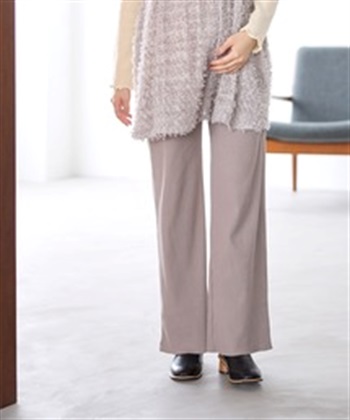 産後にも活躍 セルフカットできるマタニティリブストレートらくちんパンツ（マタニティ）妊婦服 産前・産後対応(モカ新-Ｍ)