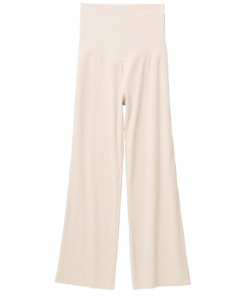 産後にも活躍 セルフカットできるマタニティリブストレートらくちんパンツ（マタニティ）妊婦服 産前・産後対応(アイボリー-M)