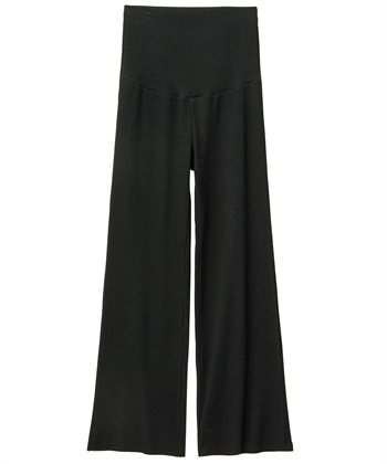 産後にも活躍 セルフカットできるマタニティリブストレートらくちんパンツ（マタニティ）妊婦服 産前・産後対応(ブラック-M)