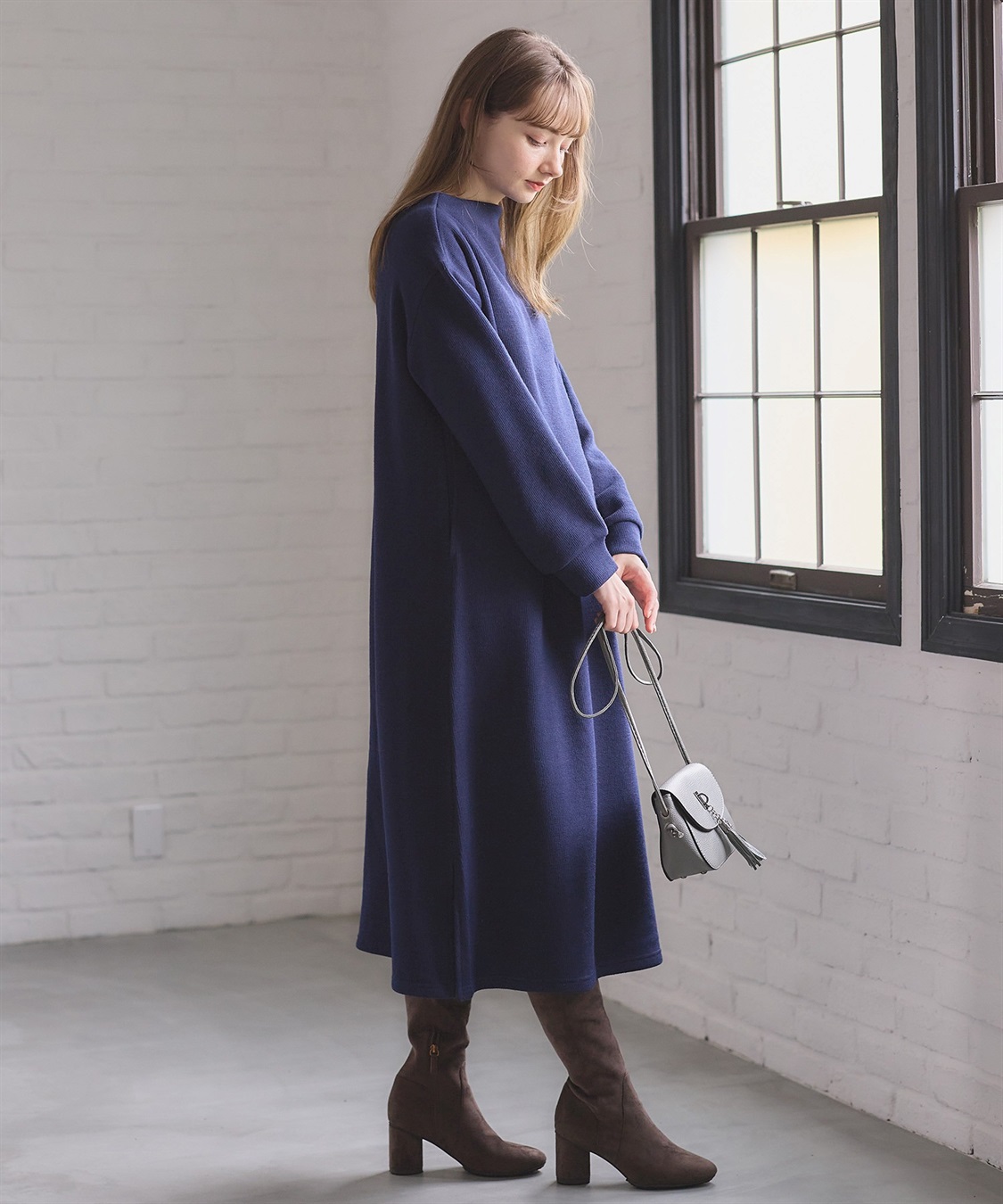 Rosemadame ニットソー裏起毛ワンピース（マタニティ/授乳服）授乳口付き 授乳楽々 妊婦服 産前・産後対応_variation_3