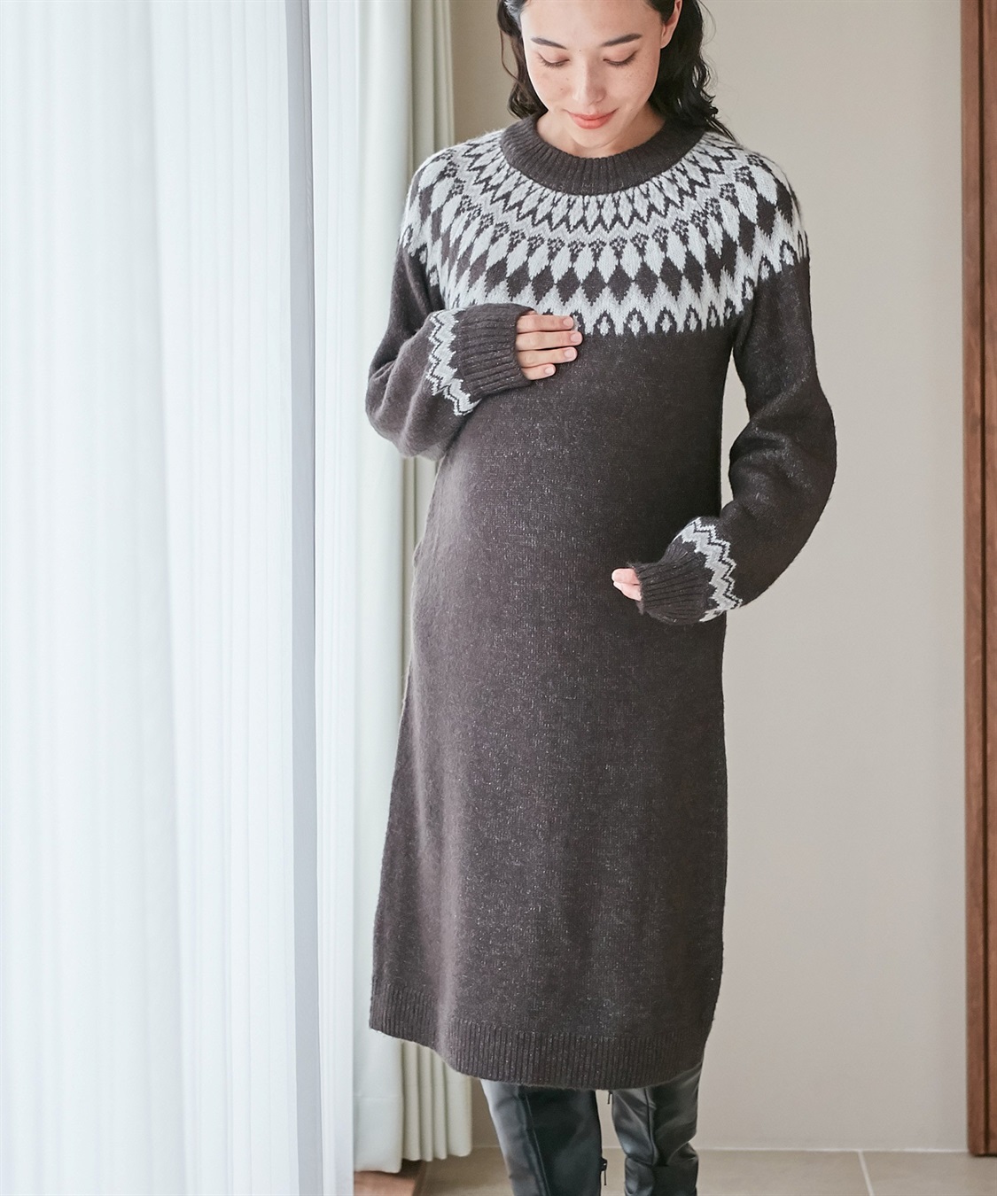 Rosemadame らくらく授乳フェアアイルワンピース（マタニティ/授乳服）授乳口付き 授乳楽々 妊婦服 産前・産後対応_variation_2