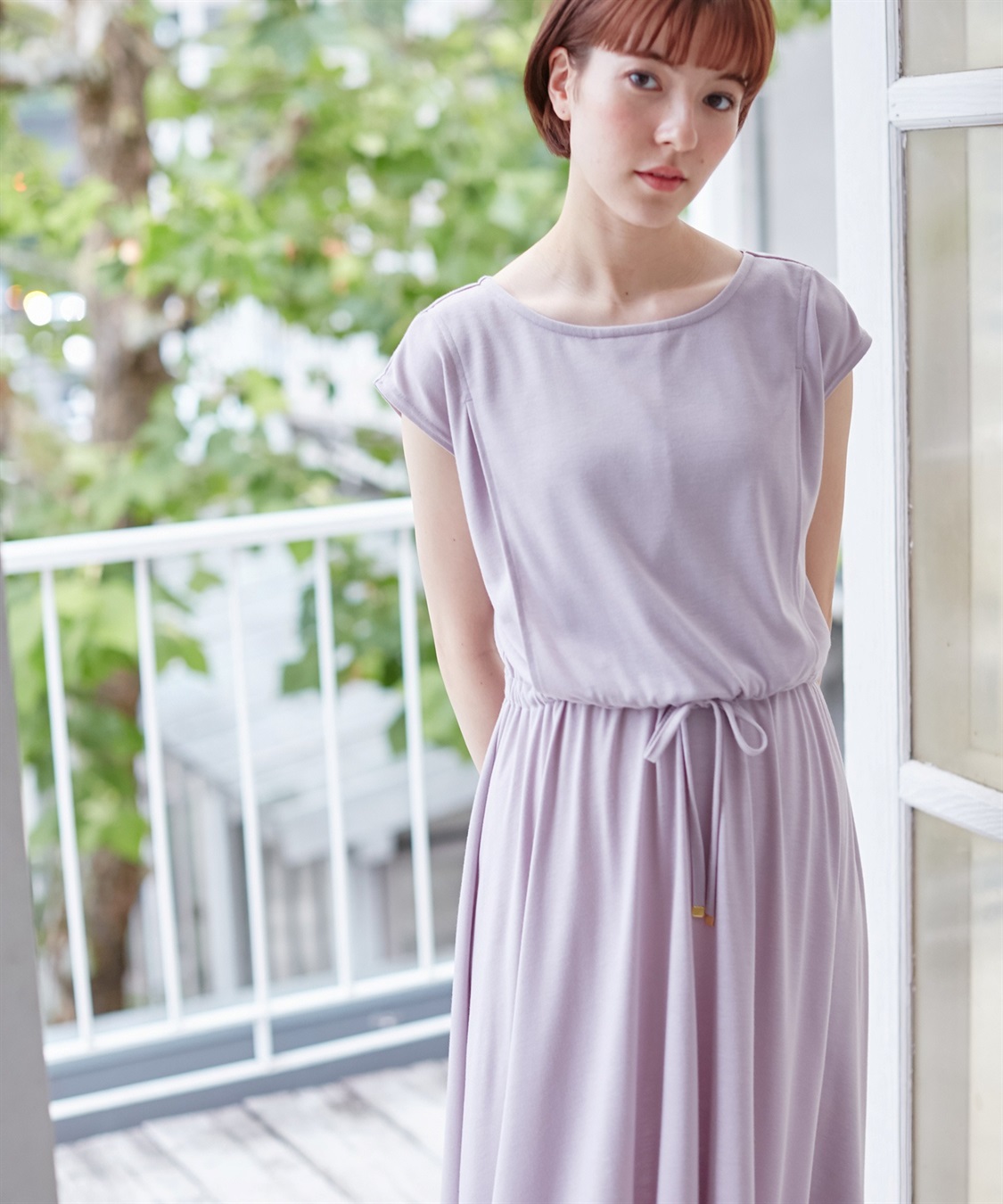 消臭・汗染み防止 授乳口付きウエストドロストカットソーワンピース（マタニティ/授乳服）授乳口付き 授乳楽々 妊婦服 産前・産後対応  Rosemadame｜クロスプラス公式通販サイト