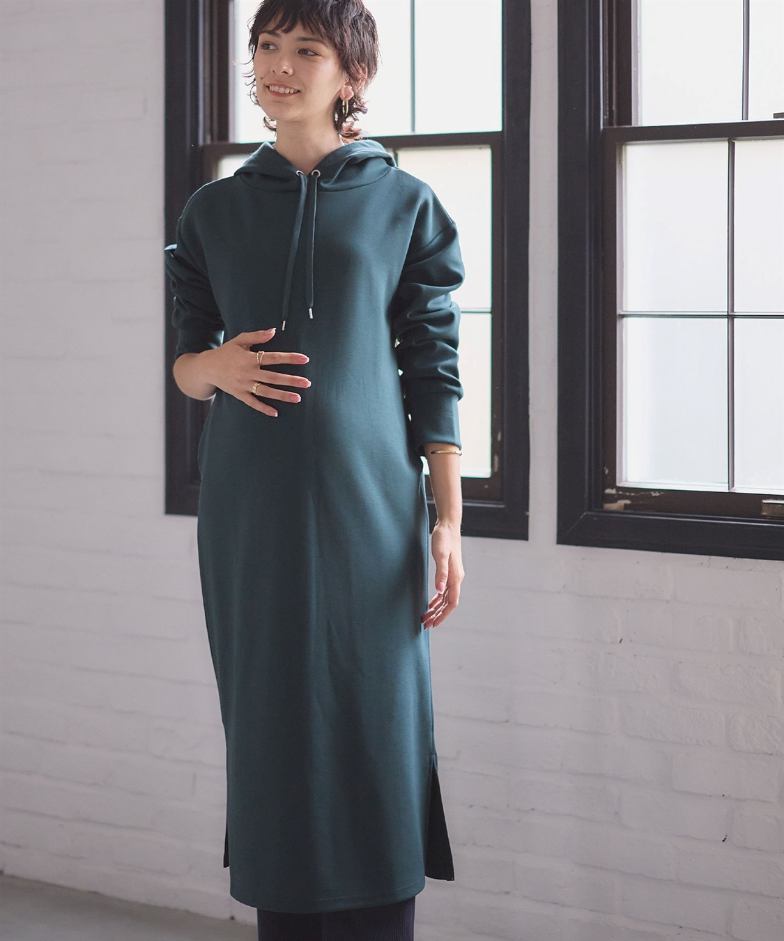 Rosemadame ダンボールパーカーワンピース（マタニティ/授乳服） 授乳口付き 授乳楽々 妊婦服 産前・産後対応_variation_3