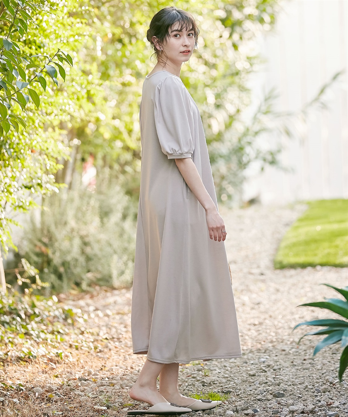 Rosemadame 汗染み防止加工ボリュームスリーブフレアワンピース（マタニティ&amp;授乳服）_variation_1