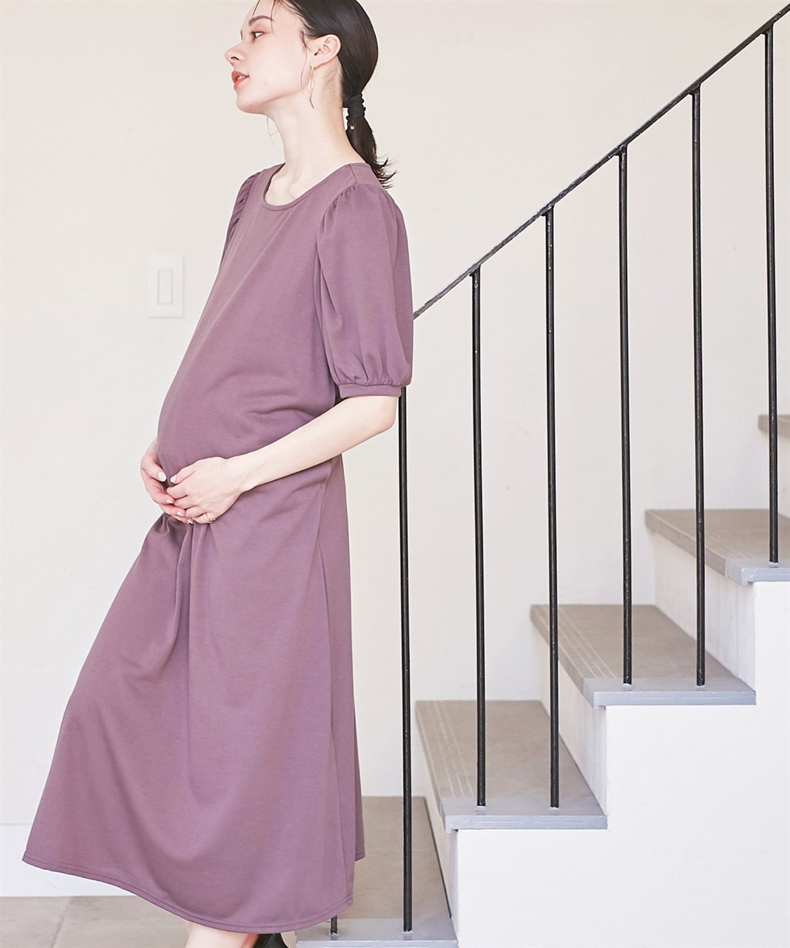 Rosemadame 汗染み防止加工ボリュームスリーブフレアワンピース（マタニティ&amp;授乳服）_variation_3