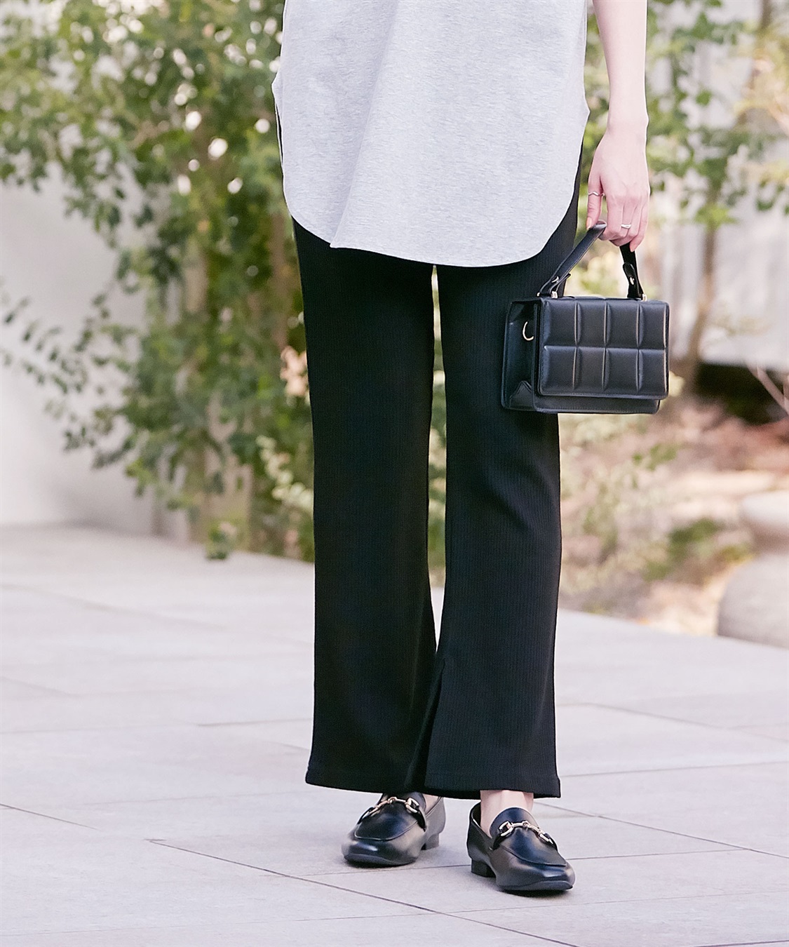 Rosemadame マタニティから産後まで  リブフレアらくちんパンツ 妊婦服 産前・産後対応（マタニティ～産後）_variation_2