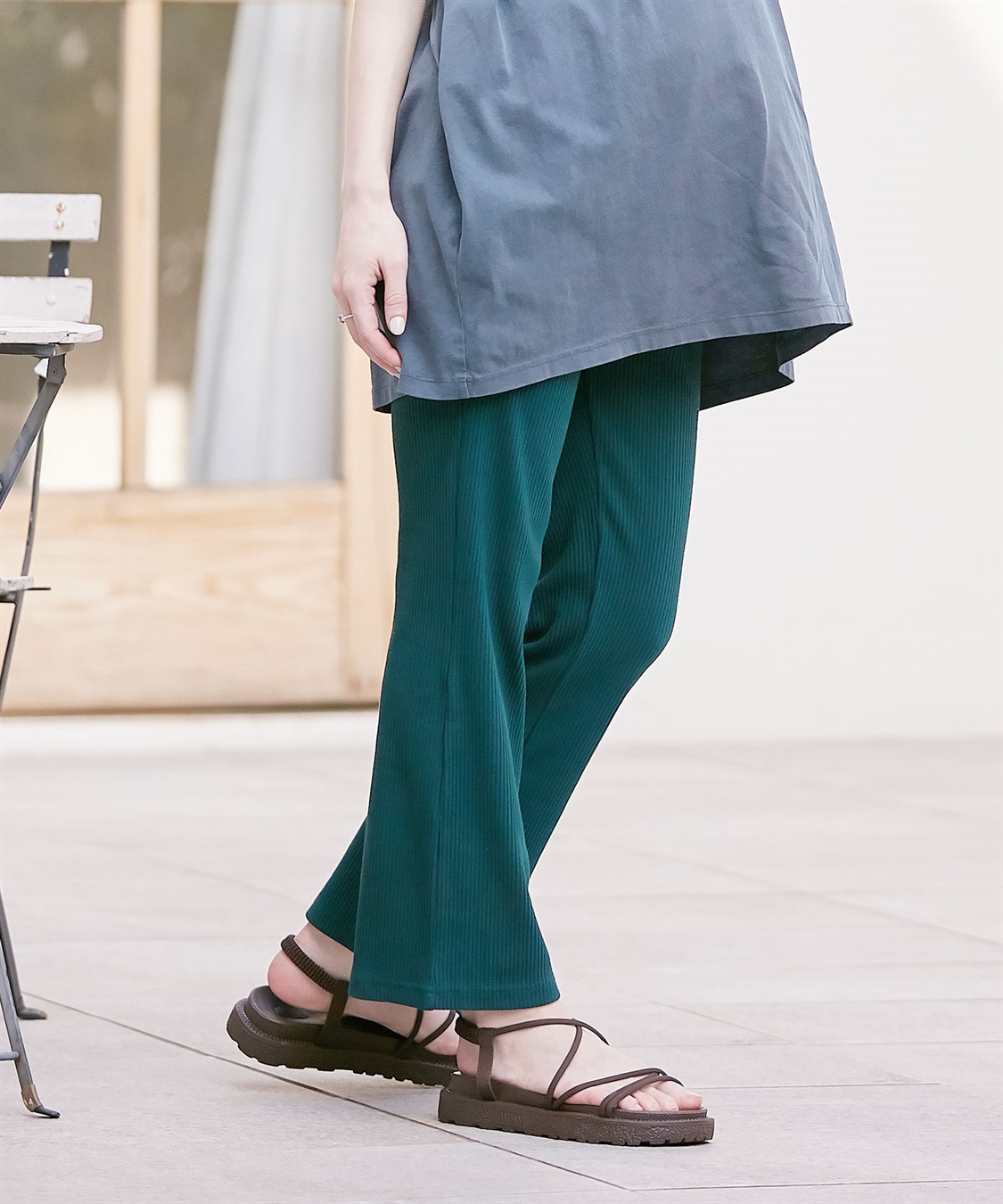 Rosemadame マタニティから産後まで  リブフレアらくちんパンツ 妊婦服 産前・産後対応（マタニティ～産後）_variation_4