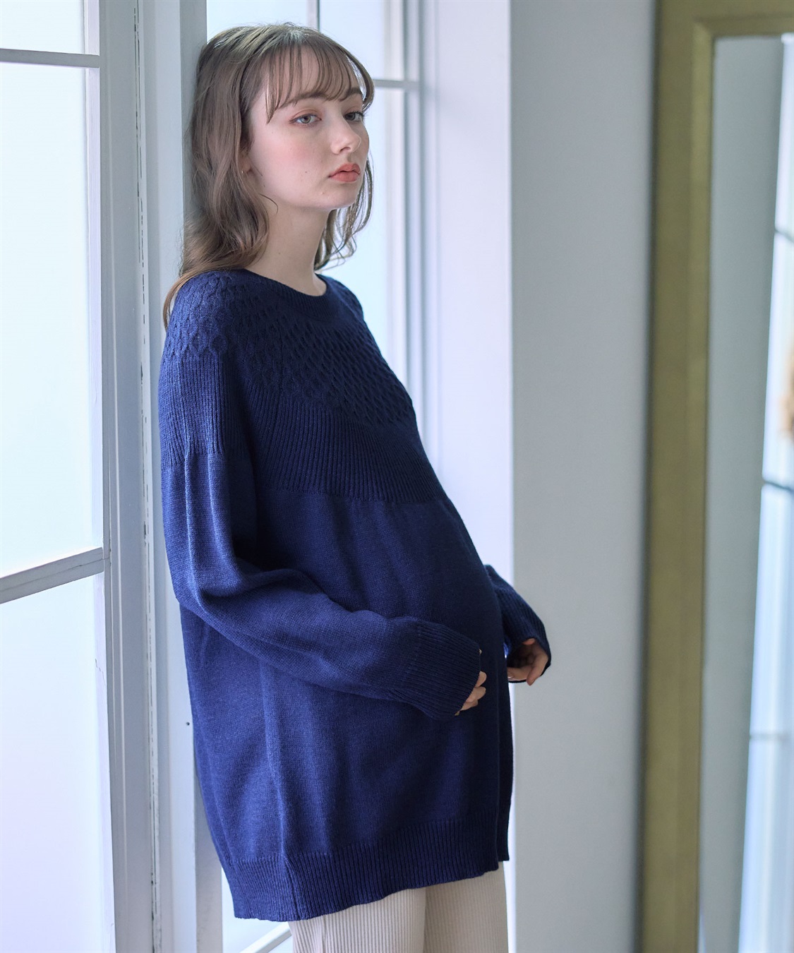 Rosemadame ハニカムケーブル チュニック丈 プルオーバーニット（マタニティ&amp;授乳服）授乳口付き 授乳楽々 妊婦服 産前・産後対応_variation_3