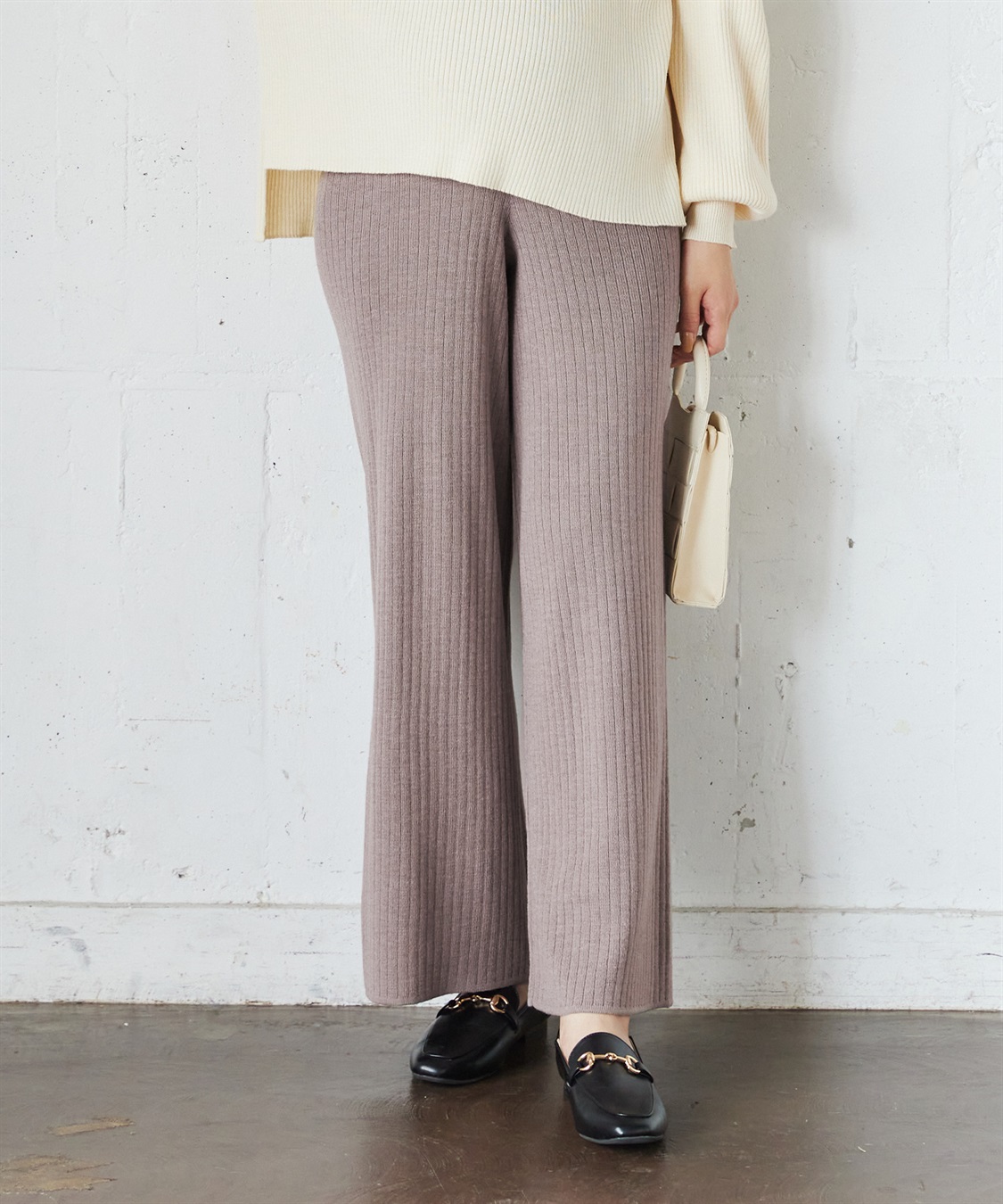 Rosemadame ニットリブワイドパンツ(マタニティ/妊婦服 産前・産後対応)_variation_4