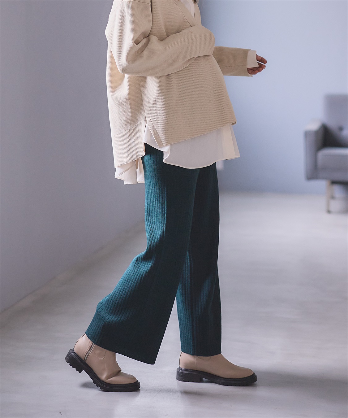 Rosemadame ニットリブワイドパンツ(マタニティ/妊婦服 産前・産後対応)_variation_5