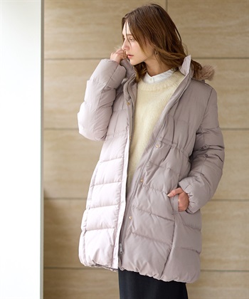 マットタフタダウンママコート＆ケープセット(マタニティ&授乳服）妊婦服 産前・産後対応(モカ-Ｍ)