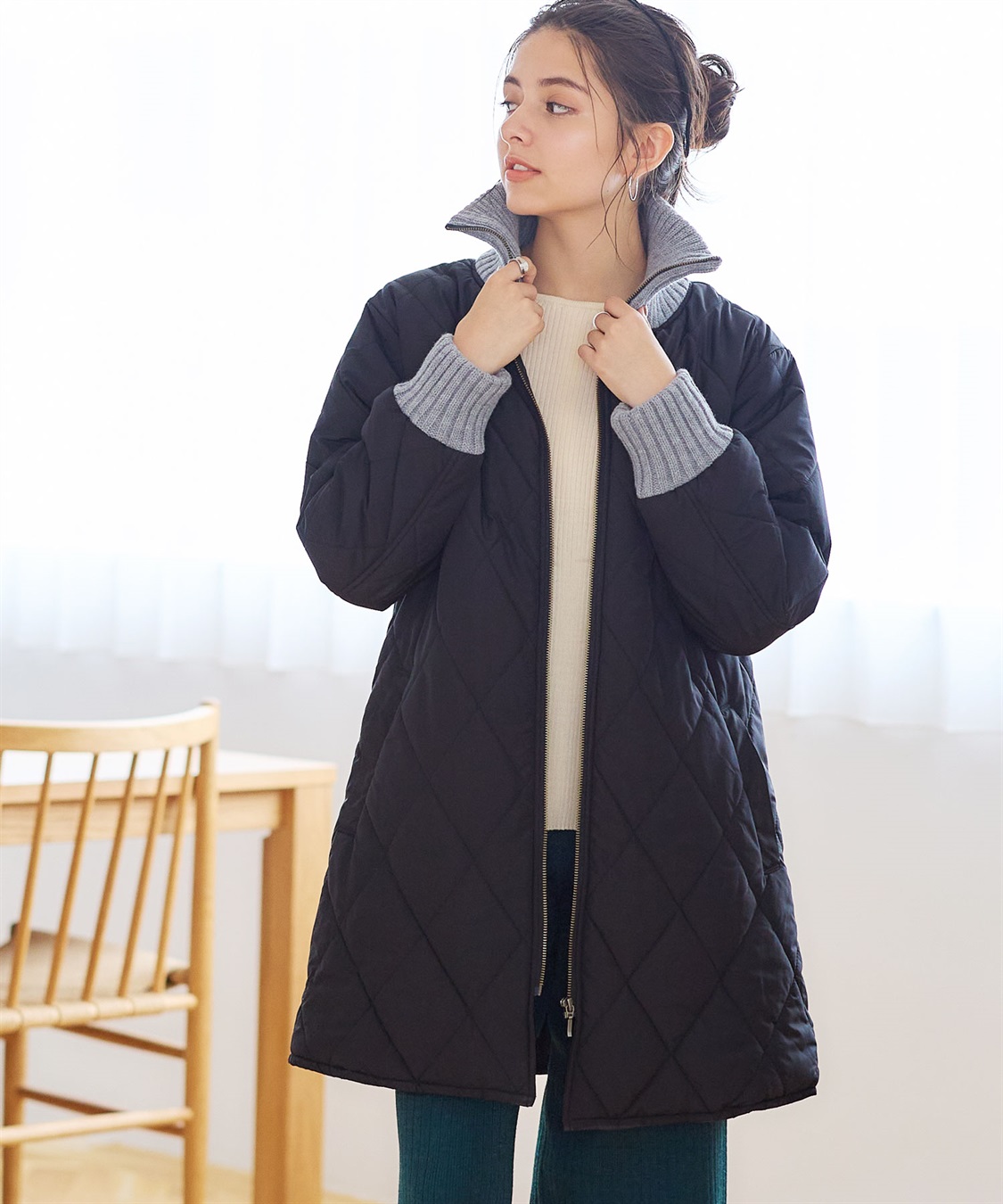 Rosemadame バイカラー キルト中わたママコート&amp;ベビー[マタニティ&amp;授乳服）妊婦服 産前・産後対応_variation_1