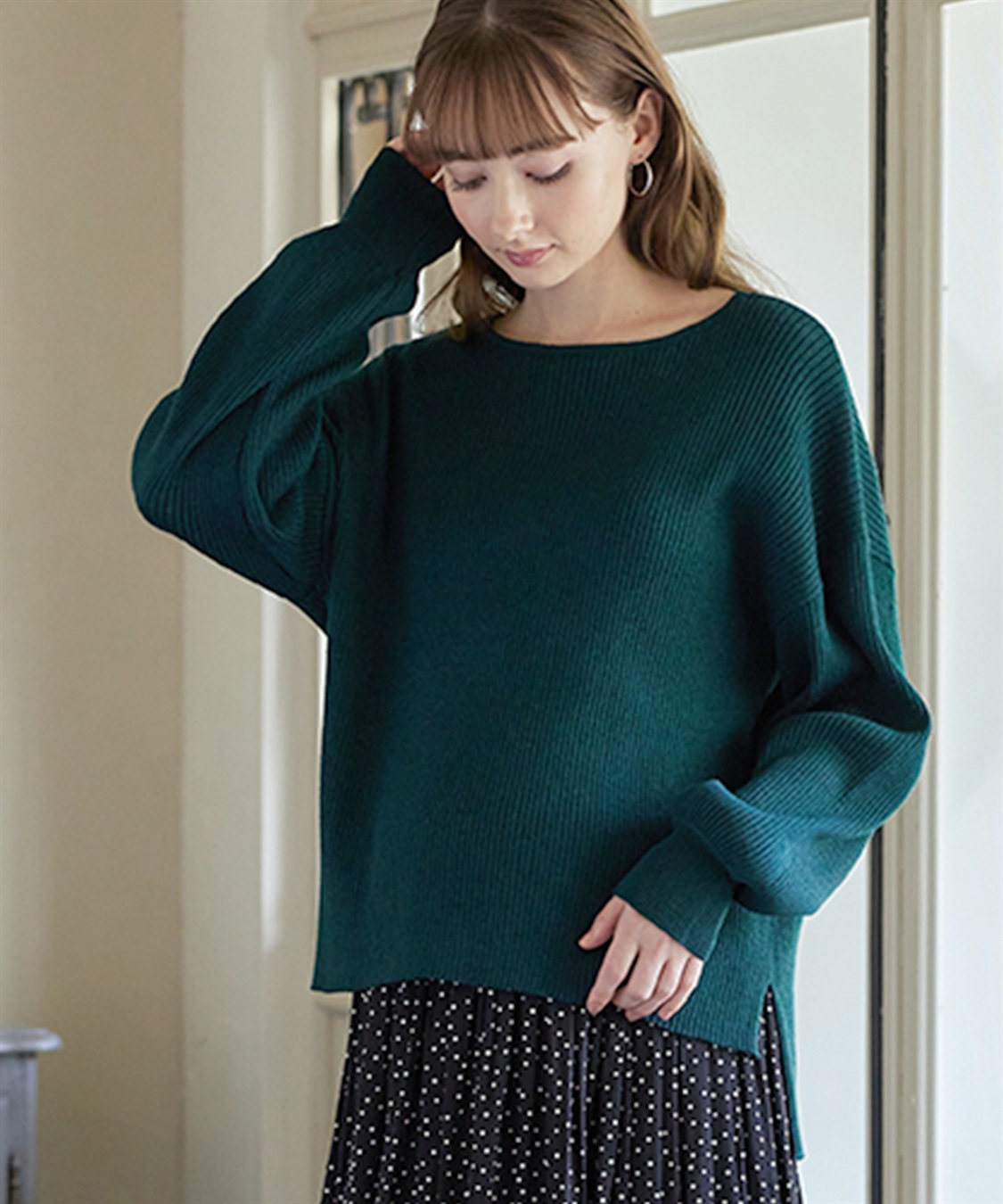 Rosemadame ボリュームスリーブリブニットプルオーバー（マタニティ/授乳服)授乳楽々 妊婦服 産前・産後対応_variation_3