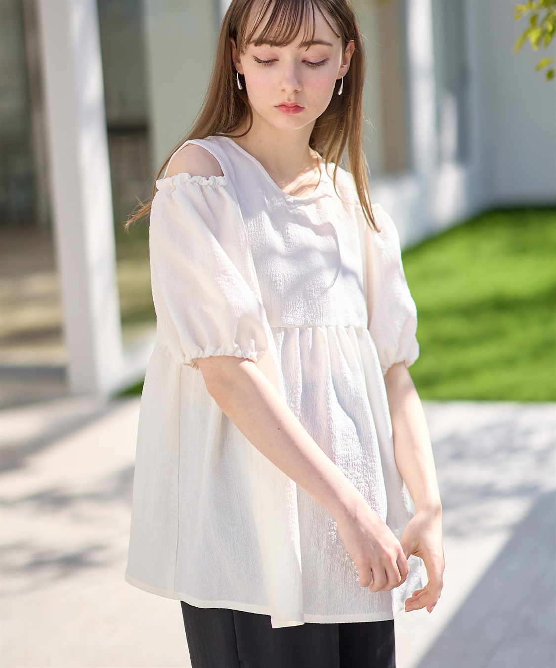 Rosemadame エステルシャーリング袖2WAYチュニックブラウス_variation_1