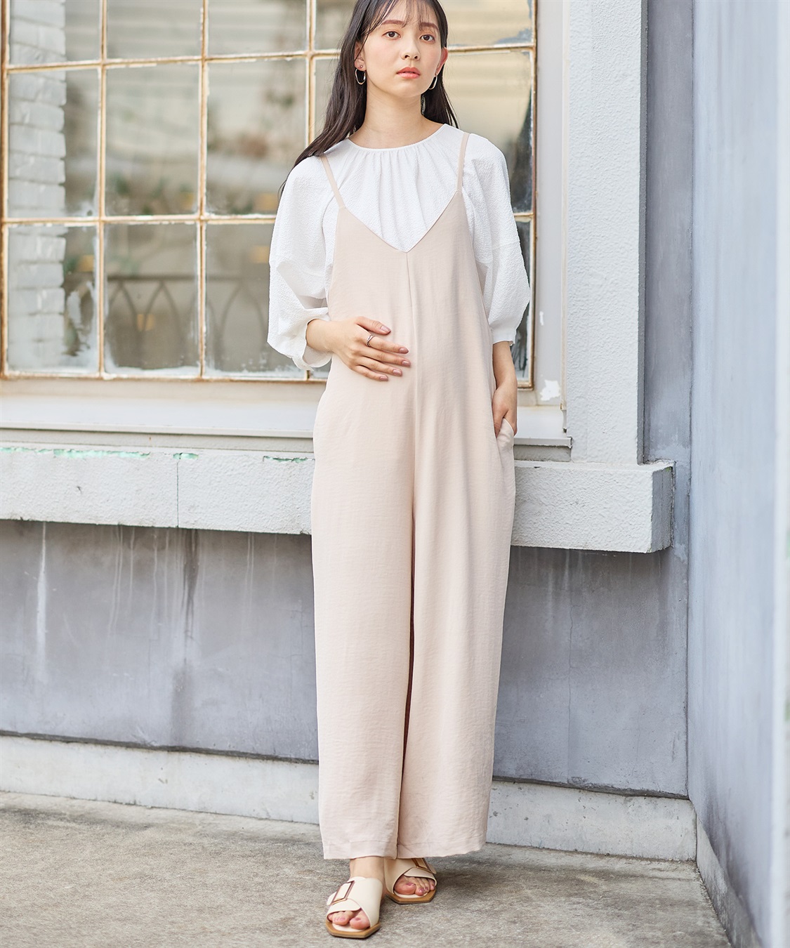 Rosemadame 【接触冷感】リネンライクゆるサロペット(産前・産後対応 マタニティ＆授乳服 ルームウェア)_variation_2