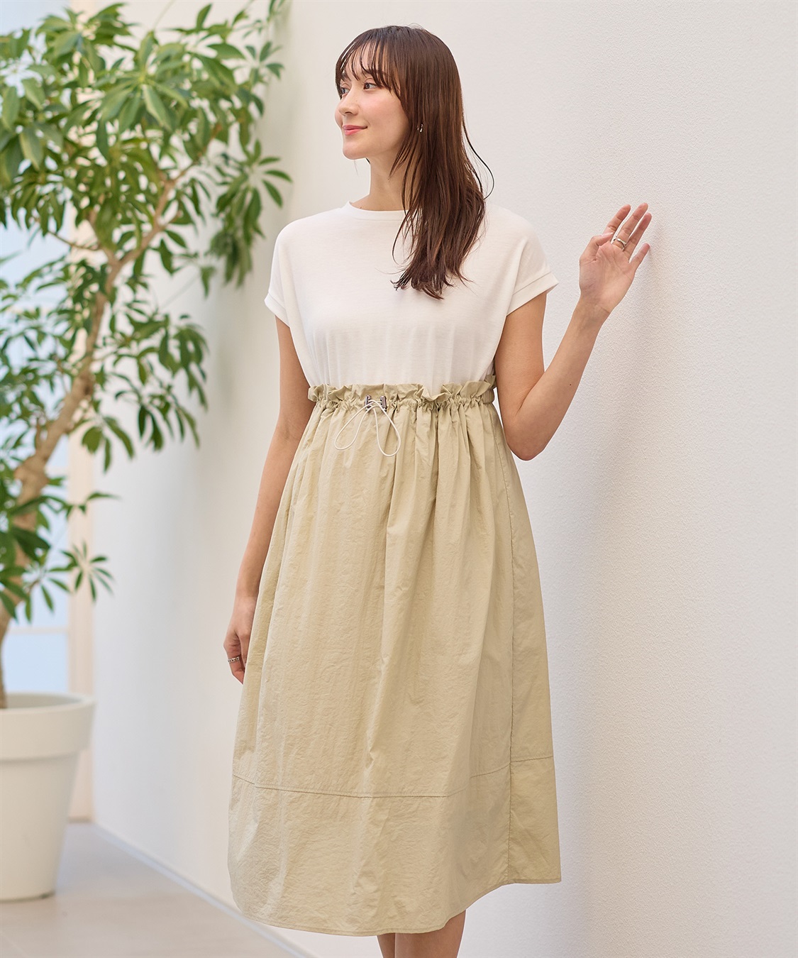 Rosemadame 【撥水加工】授乳がラクチン！ナイロンスカート ドッキングワンピ―ス（マタニティ/授乳服）授乳楽々 妊婦服 産前・産後対応_variation_1