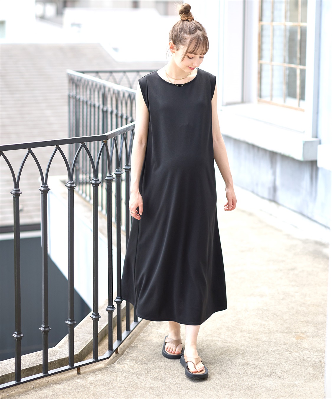 Rosemadame ニットジョーゼット ワンピース(マタニティ&amp;授乳服）授乳口付き 授乳楽々 妊婦服 産前・産後対応_variation_2