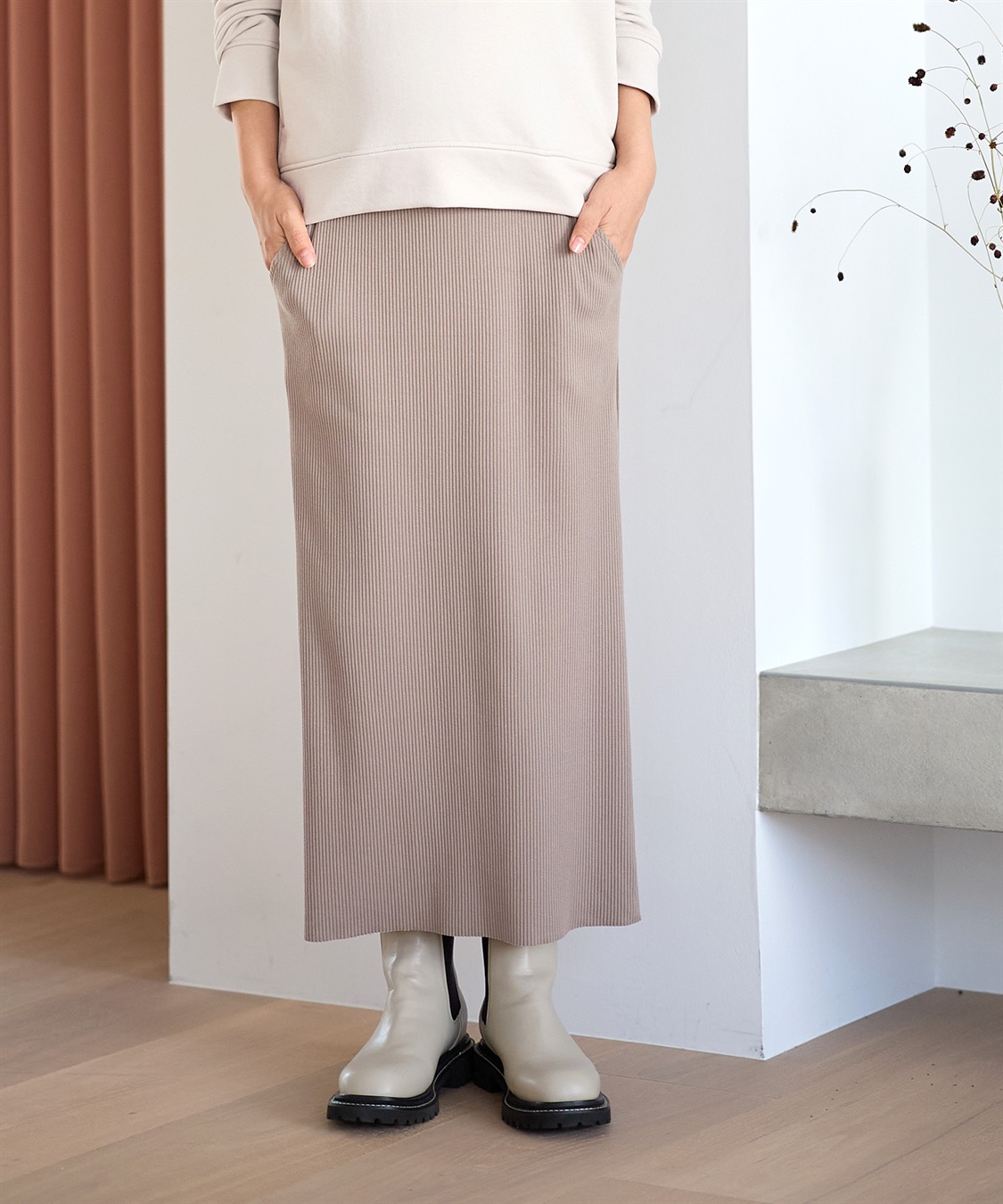 Rosemadame セルフカット リブナロースカート ロング（マタニティ~産後）妊婦服 産前・産後対応_variation_4