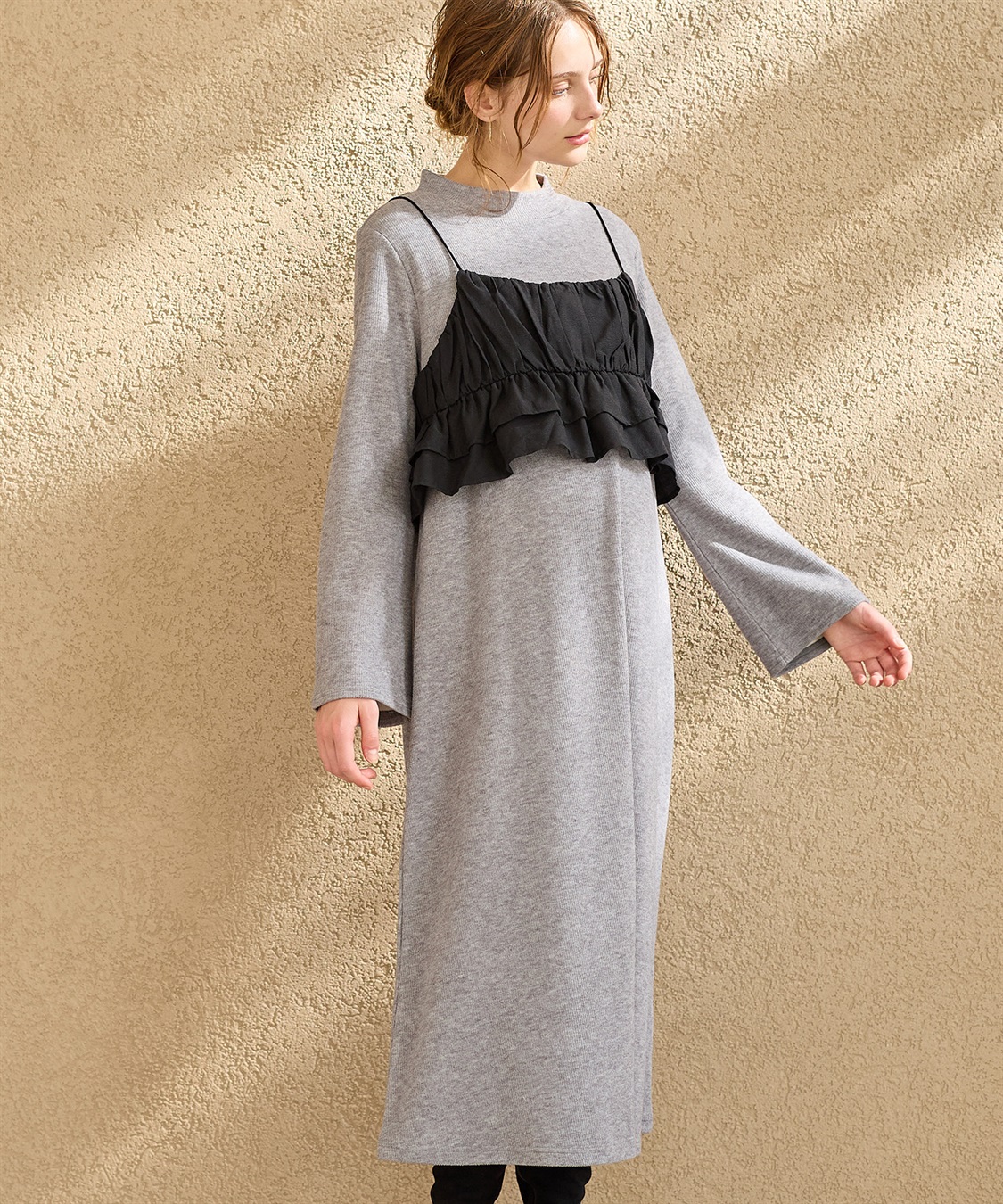 Rosemadame フレアスリーブあったかワンピース＆ビスチェセット_main