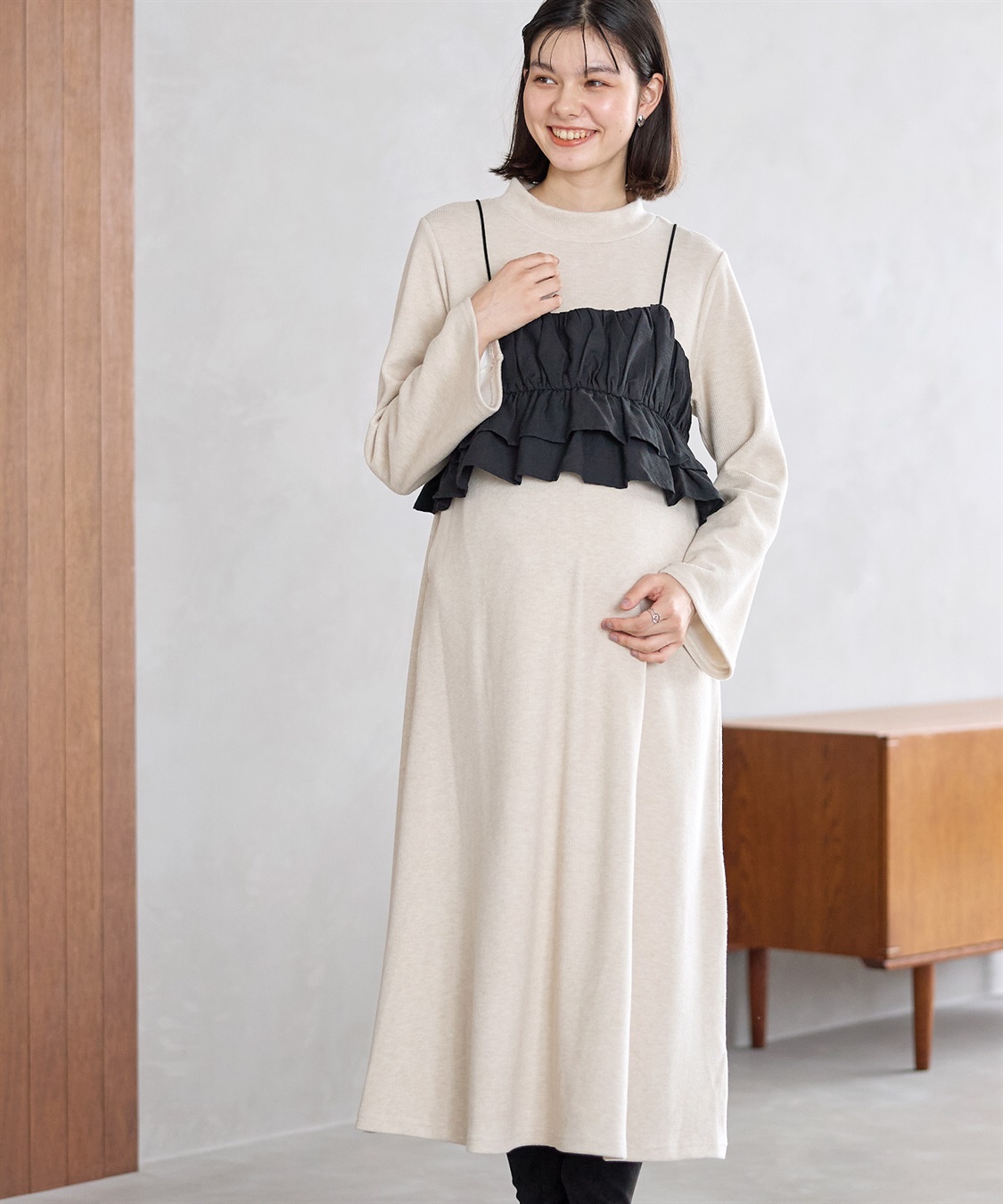 Rosemadame フレアスリーブあったかワンピース＆ビスチェセット_variation_3
