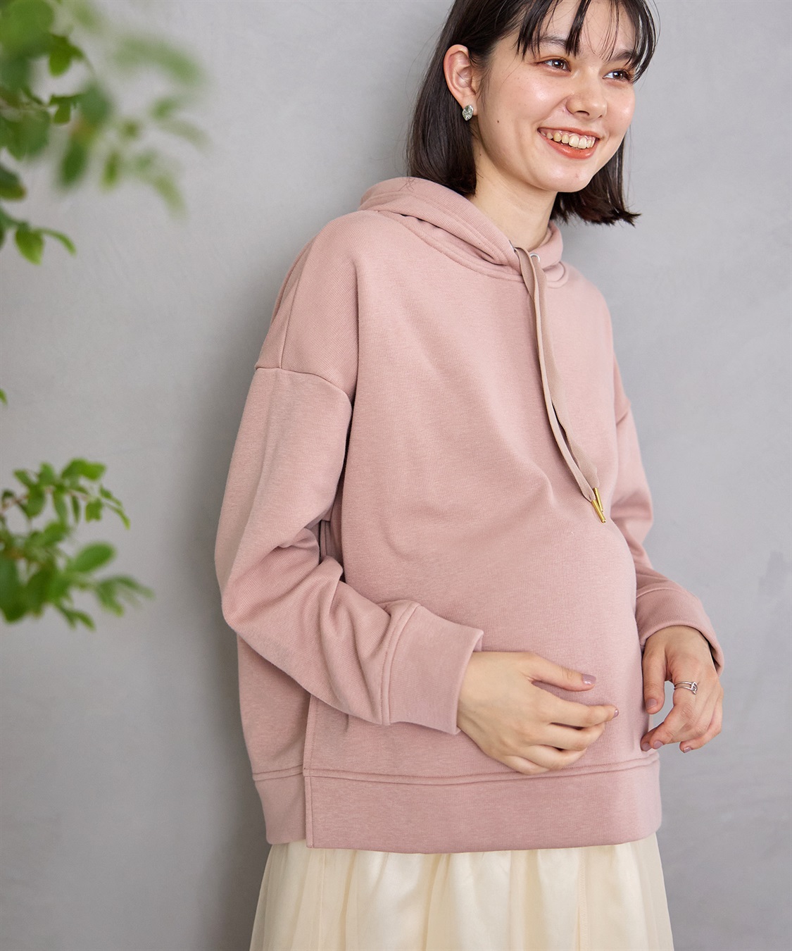 Rosemadame 裏シャギーボンディング授乳パーカー(マタニティ/授乳服）授乳口付き 授乳楽々 妊婦服 産前・産後対応_variation_2