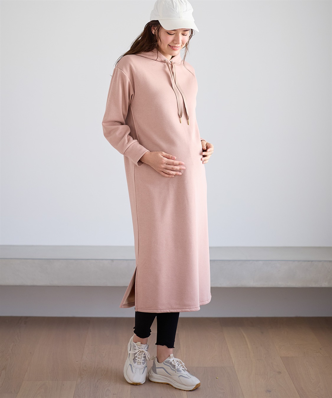 Rosemadame 裏シャギーふわもちボンディングパーカーワンピース（マタニティ/授乳服）授乳楽々 妊婦服 産前・産後対応_variation_2