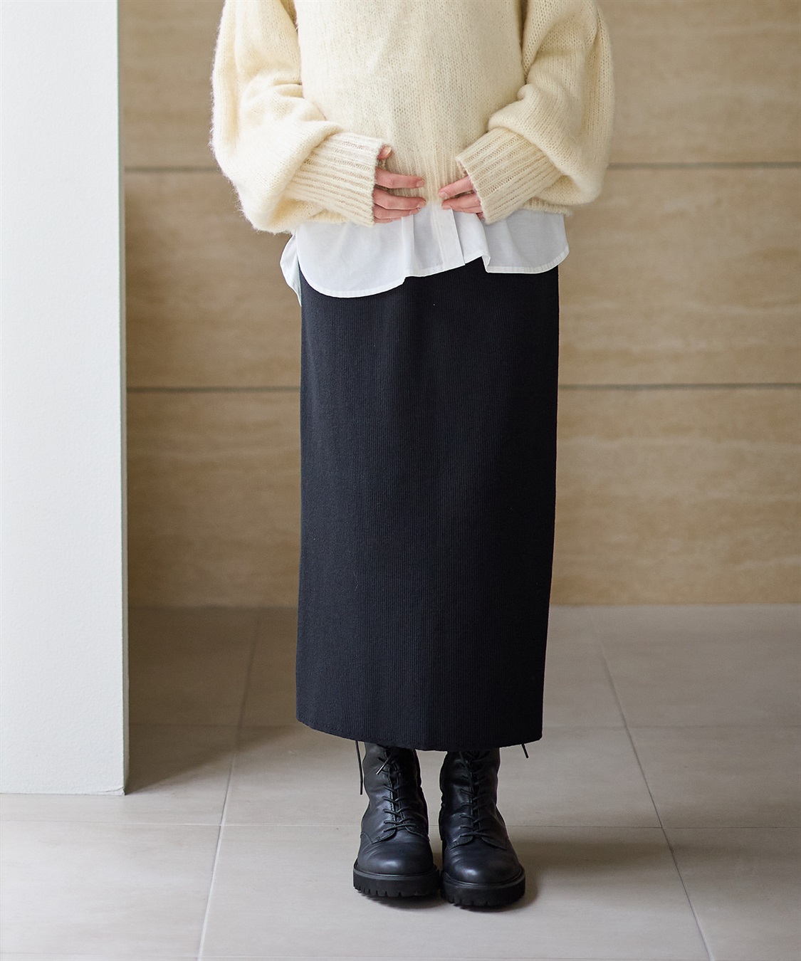 Rosemadame リブニットタイトスカート(マタニティ&amp;授乳服）妊婦服 産前・産後対応_variation_1