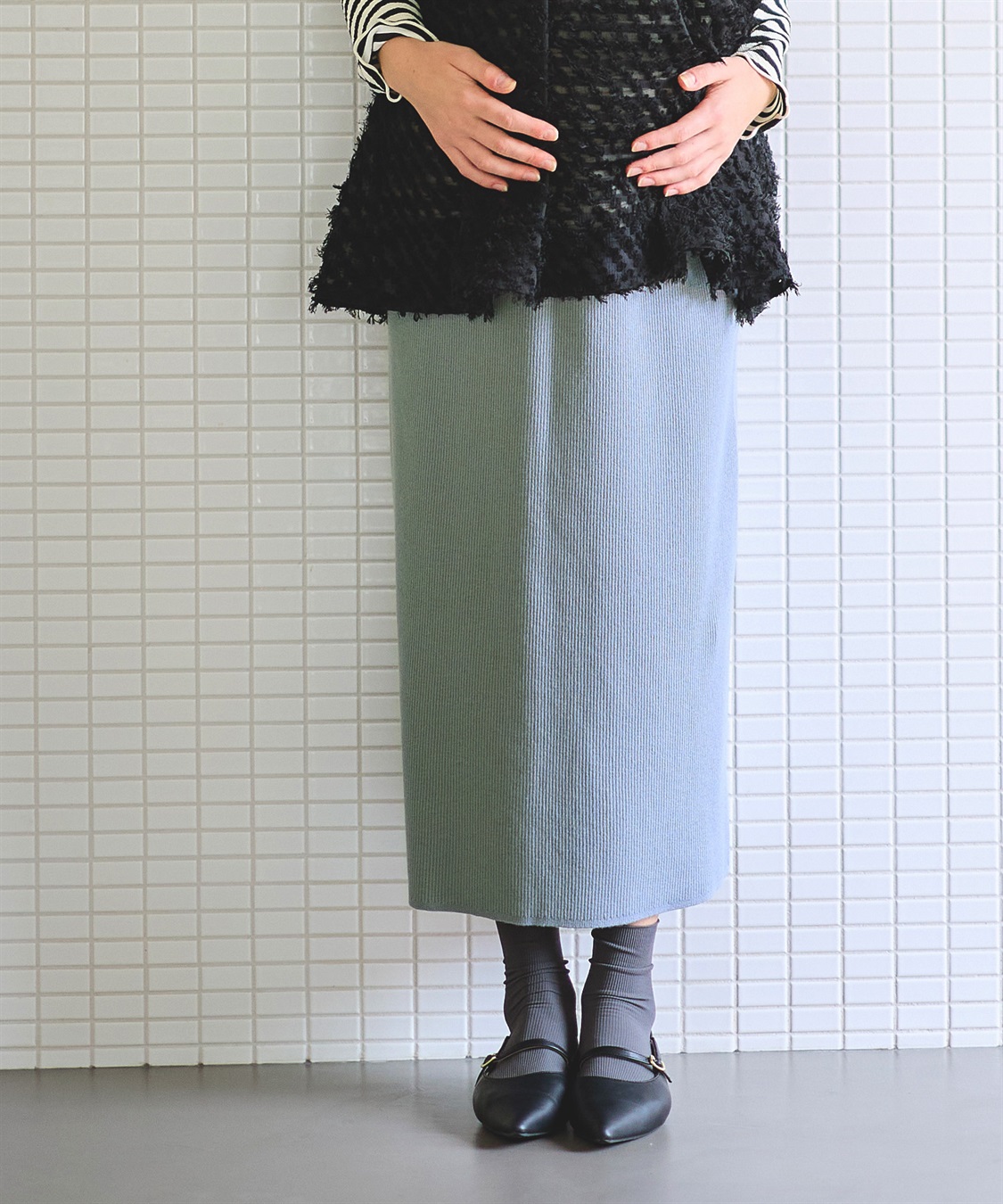 Rosemadame リブニットタイトスカート(マタニティ&amp;授乳服）妊婦服 産前・産後対応_variation_3