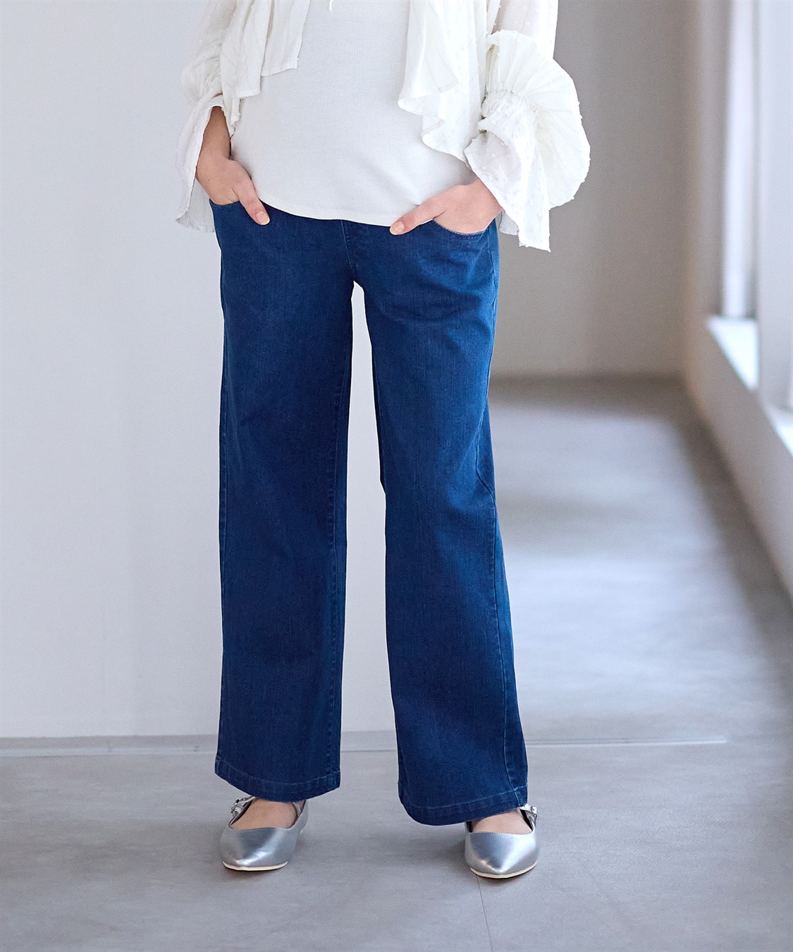 Rosemadame 8.5ozデニムワイドストレート　マタニティパンツ（マタニティ/ 妊婦服）産前・産後対応_main
