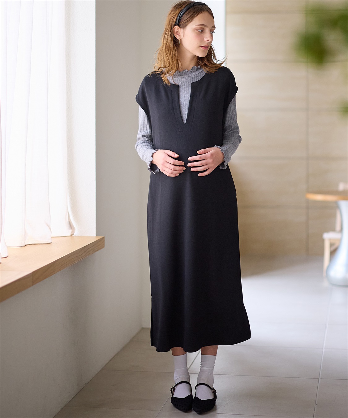 Rosemadame リブニットソー×ニットカルゼワンピースセット(マタニティ&amp;授乳服）妊婦服 産前・産後対応_variation_1