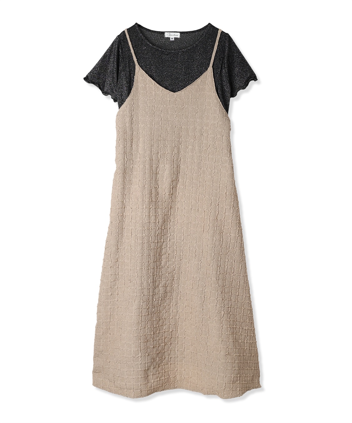 Rosemadame ジャガードチェックキャミワンピース&#215; ラメカットソーセット(マタニティ&amp;授乳服）授乳口付き 授乳楽々 妊婦服 産前・産後対応_variation_3