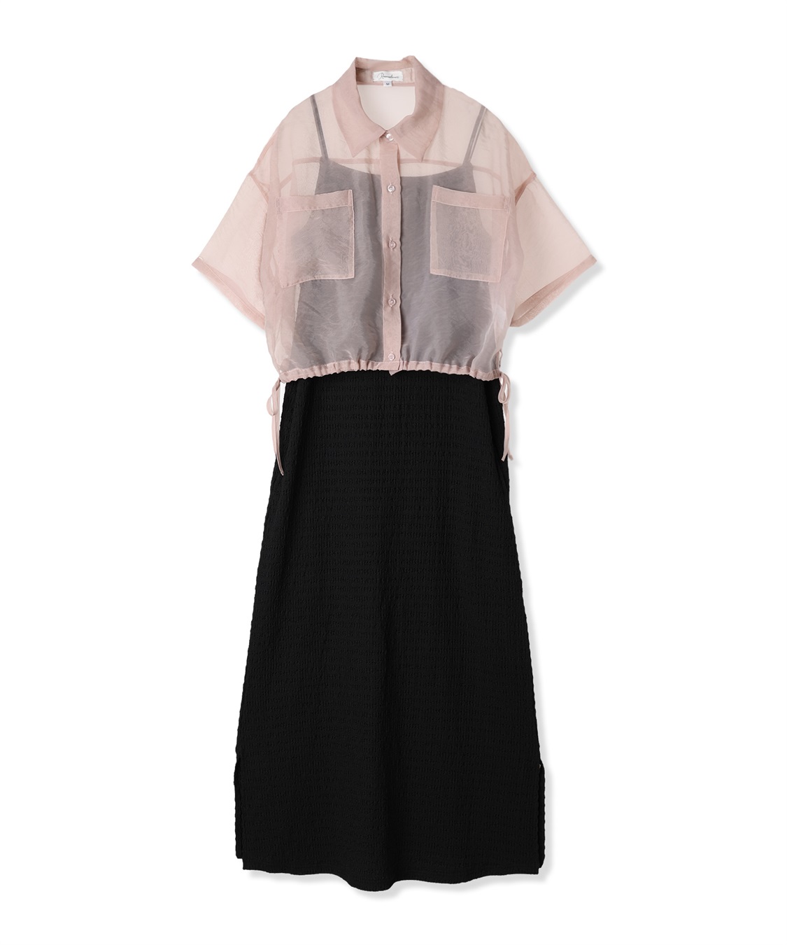 Rosemadame シアーシャツ&#215; シャーリングジャガードキャミワンピースセット（マタニティ/授乳服）授乳楽々 妊婦服 産前・産後対応_variation_1