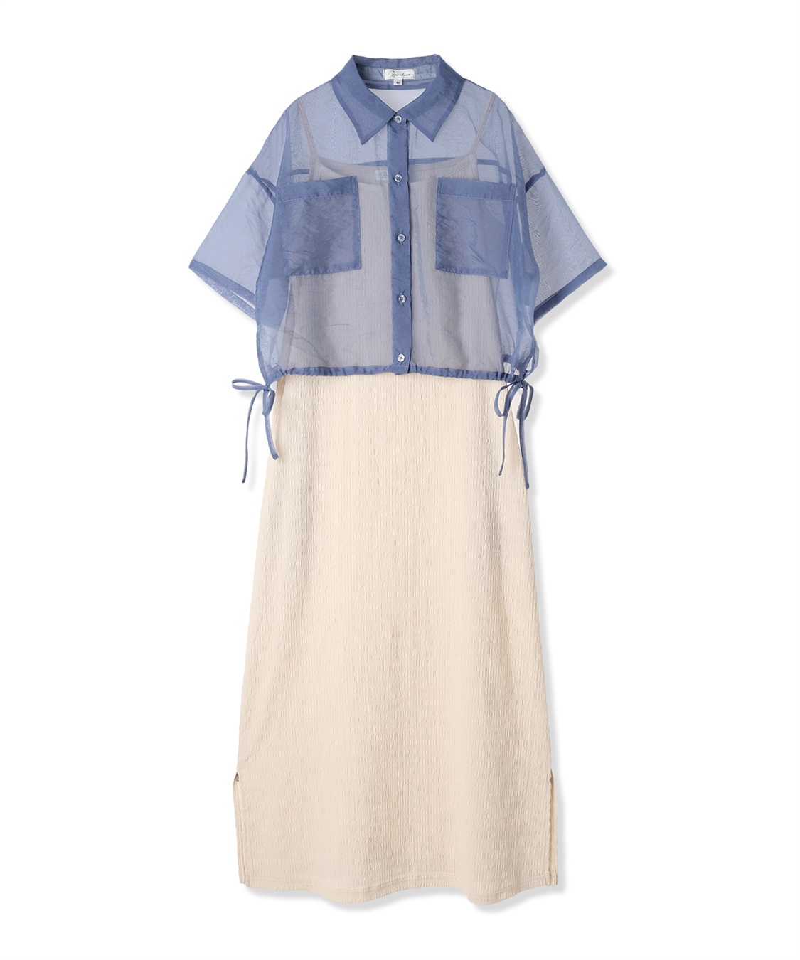 Rosemadame シアーシャツ&#215; シャーリングジャガードキャミワンピースセット（マタニティ/授乳服）授乳楽々 妊婦服 産前・産後対応_variation_2