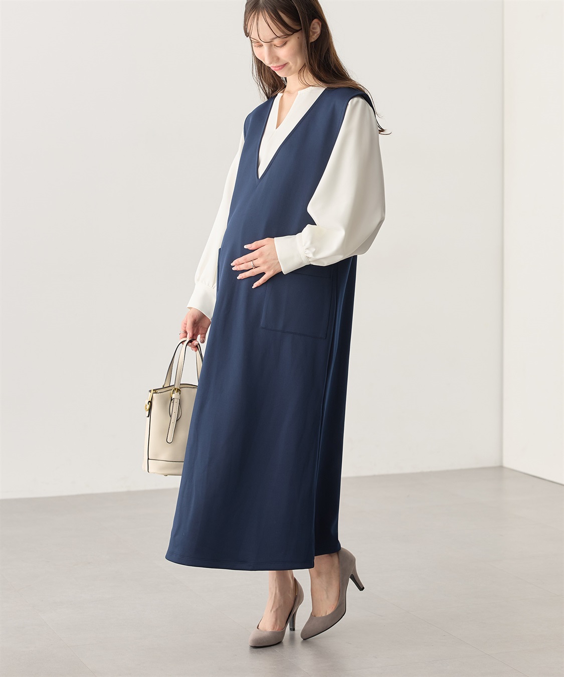 Rosemadame スポンジージャージ ジャンパースカート（マタニティ/ 妊婦服）授乳楽々 妊婦服 産前・産後対応_main