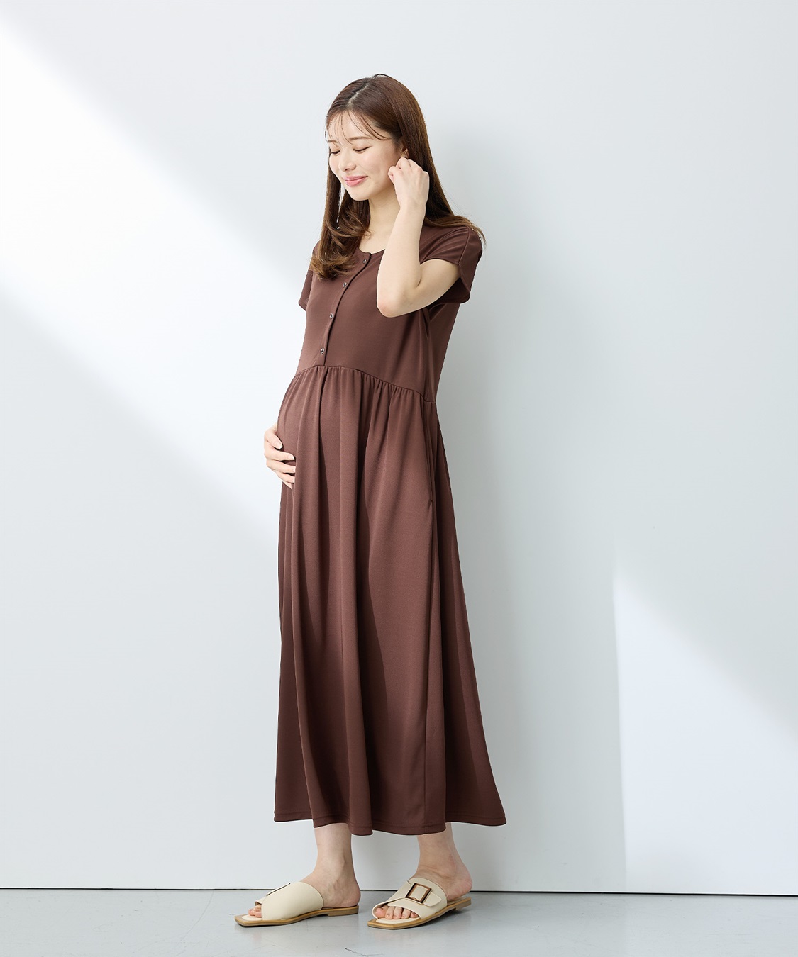 Rosemadame 【接触冷感】スムース ウエスト切替フレアワンピース_main