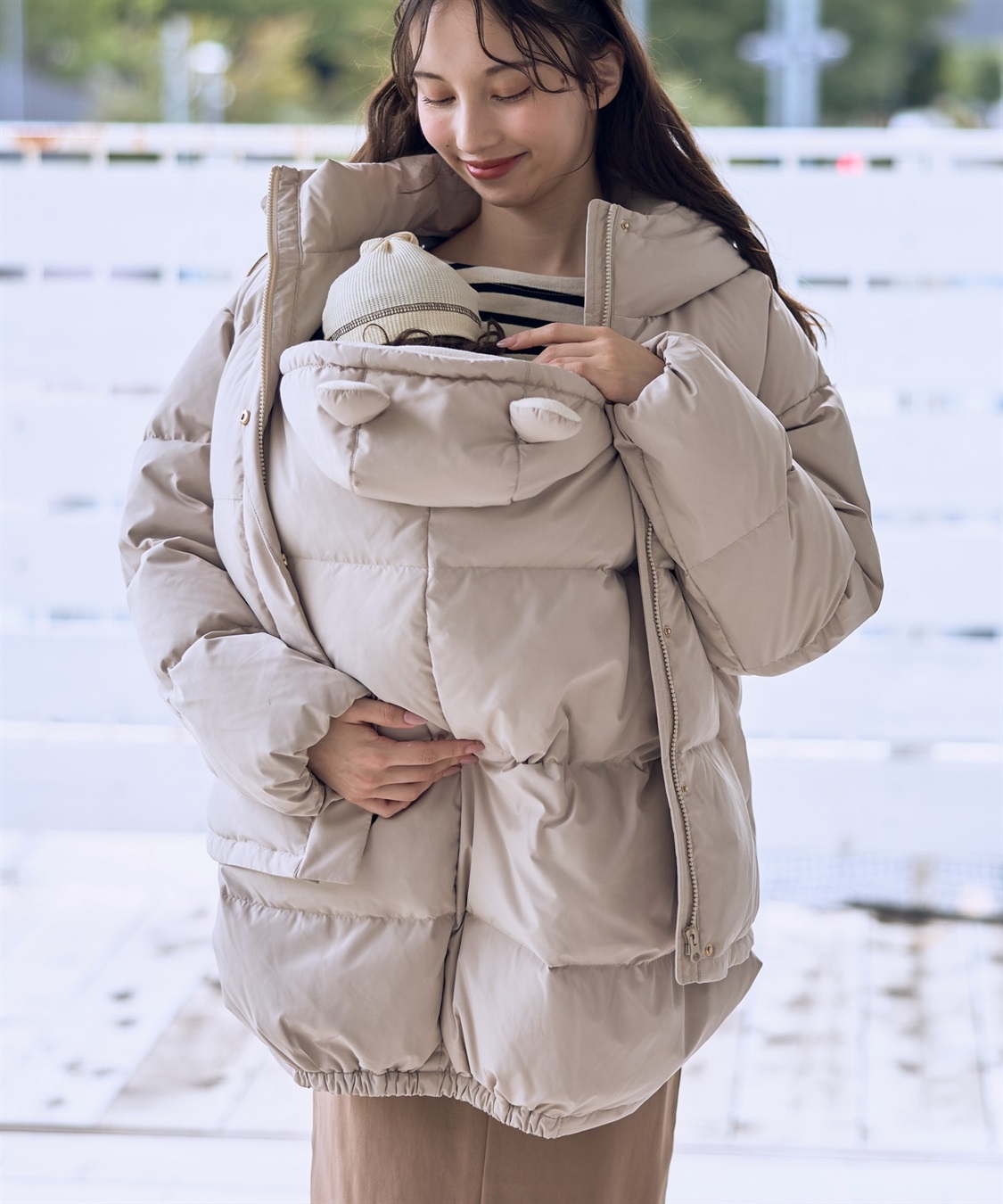 Rosemadame マットタフタダウンショートママコート＆ケープセット(マタニティ&amp;授乳服）妊婦服 産前・産後対応_variation_2