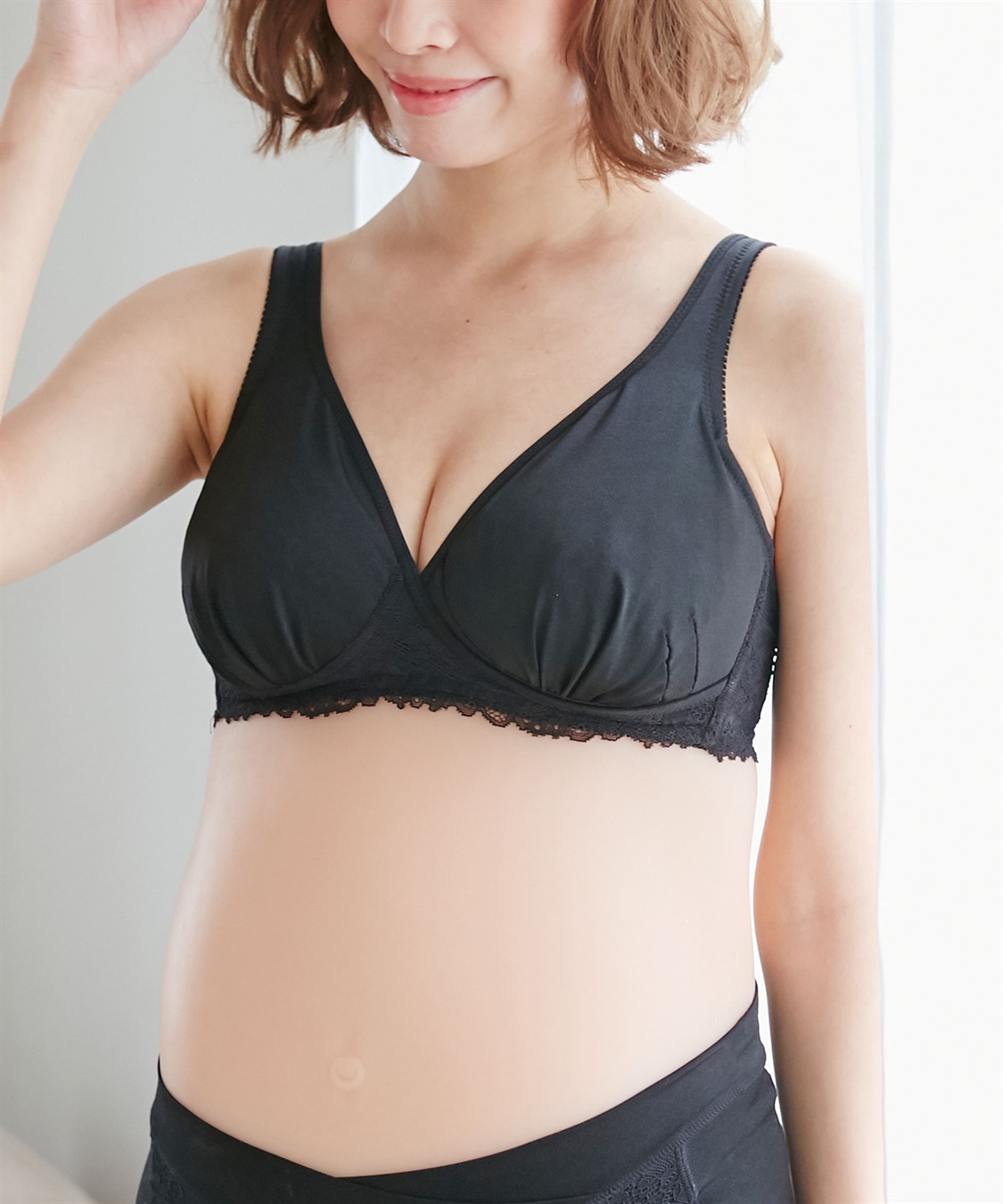 Rosemadame 【美妊婦】マタニティ授乳ブラ　ハーフトップ〔ノンワイヤー、クロスオープンタイプ〕（マタニティ/授乳服）入院準備 出産準備 産前 産後_variation_1