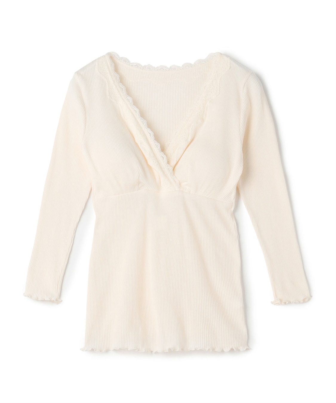 Rosemadame リブレース カシュクール長袖授乳インナー（マタニティ/授乳楽々 妊婦服 産前・産後対応）_variation_1