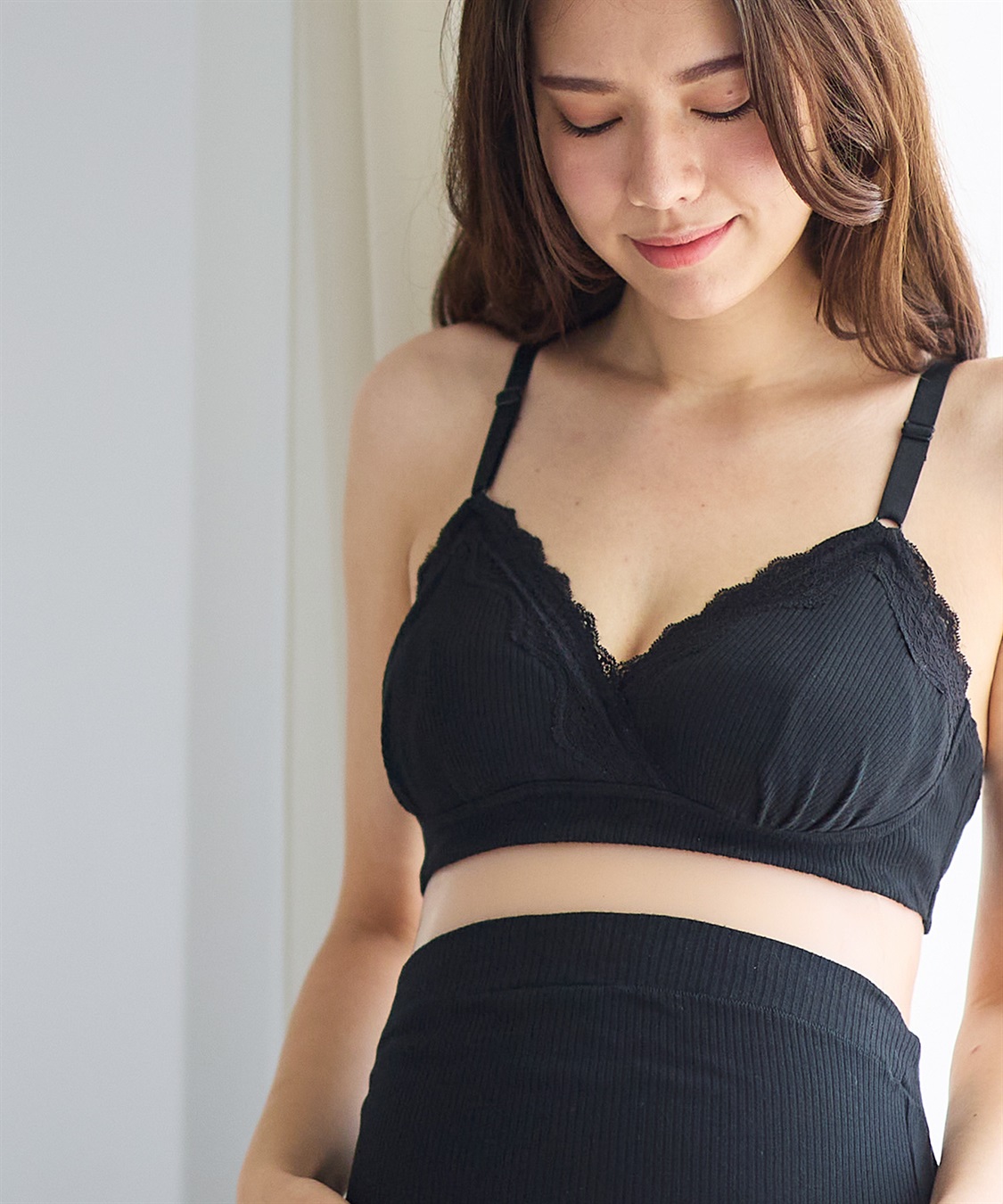 Rosemadame リブレース 授乳マタニティブラジャー（綿/コットン/授乳楽々 妊婦服 産前・産後対応）_main