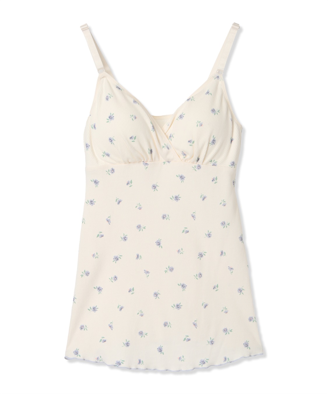 Rosemadame ストレッチリブ 小花柄クロスオープン授乳キャミ(マタニティキャミソール/フラワープリント/カシュクール/ノンワイヤー/肩紐調節可/産前・産後対応）_variation_1