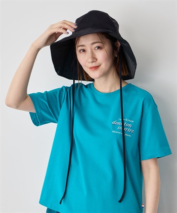 【Wpc.】接触冷感つば広ハット【UVカット率100％ 遮光率100％ UPF50＋ 紫外線対策 洗濯機OK】(ブラック-フリー)