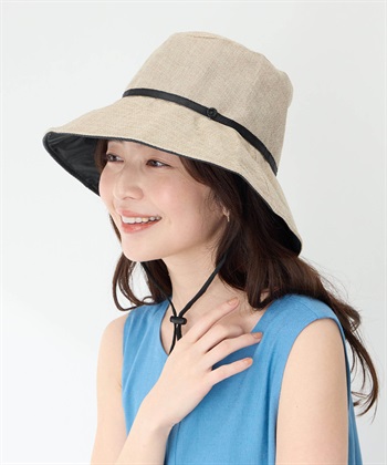 【Wpc.】UVつば広ハット【つば部分完全遮光100％・完全UVカット率100％・ウォッシャブル】(ベージュ-フリー)