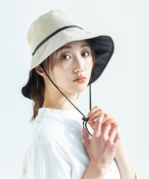 【Wpc.】UVカット接触冷感クロッシェハット【バケットハット 帽子 ハット つば部分 完全遮光100％＆完全UVカット100％生地 UPF50+ あご紐付き 日焼け対策 紫外線対策】